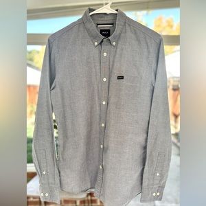 RVCA Button Down Shirt in Blue-Gray Oxford - Mens Small